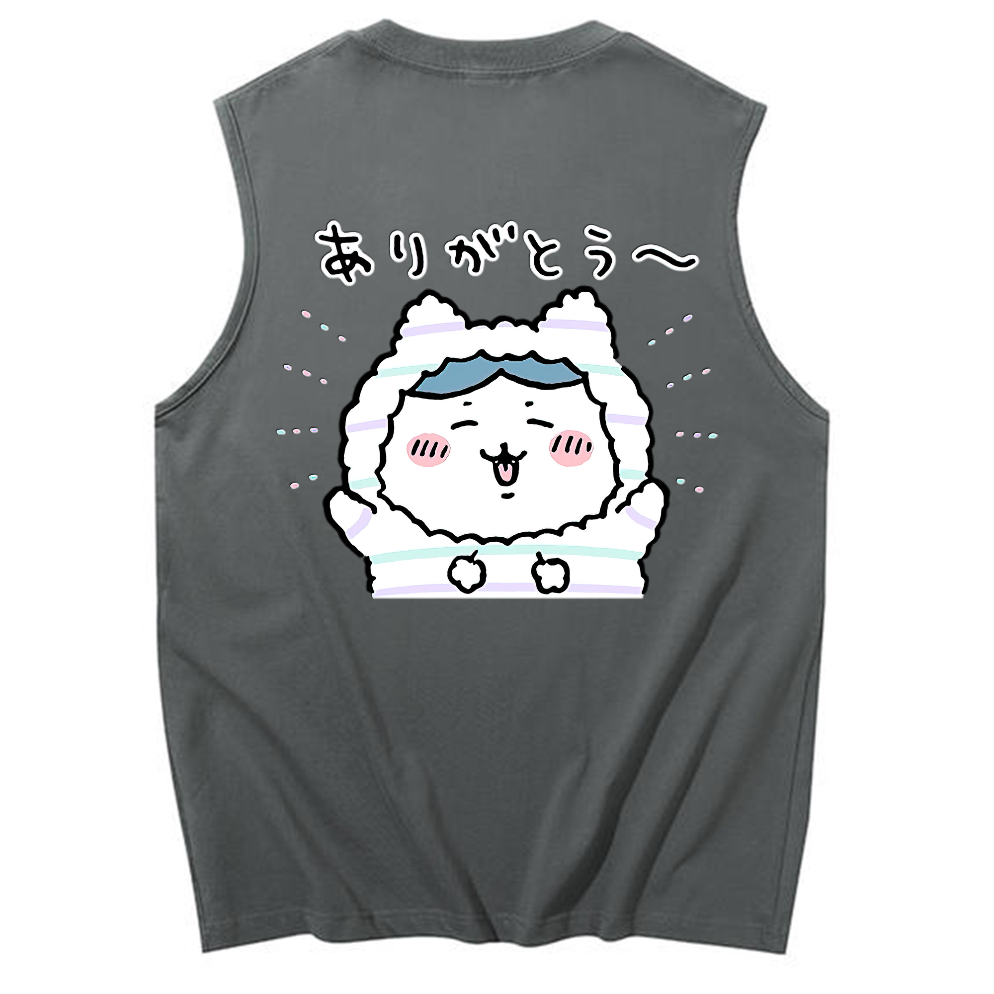 （画像用） ちいかわ ハチワレ Chii-kawa hachiware コットン100％タンクトップ（背面プリント）